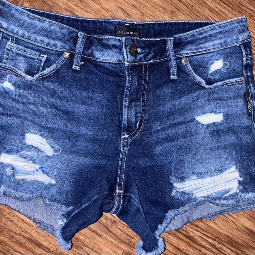 Silver Jeans Women's Ripped Indigo Jean Shorts